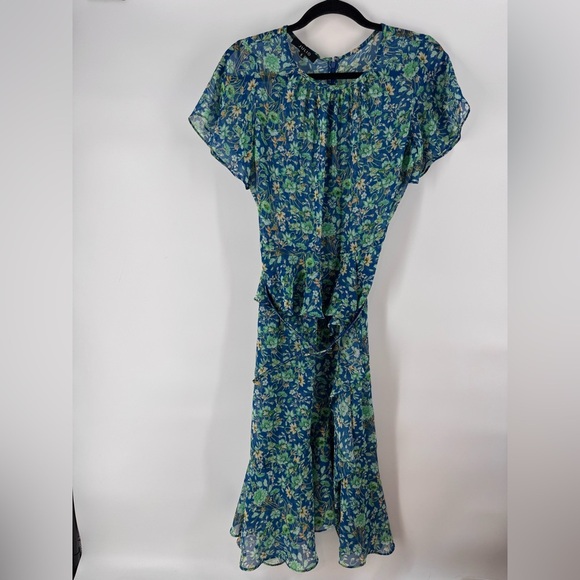 JULIO Blue Flowers Dress with belt - Picture 1 of 6